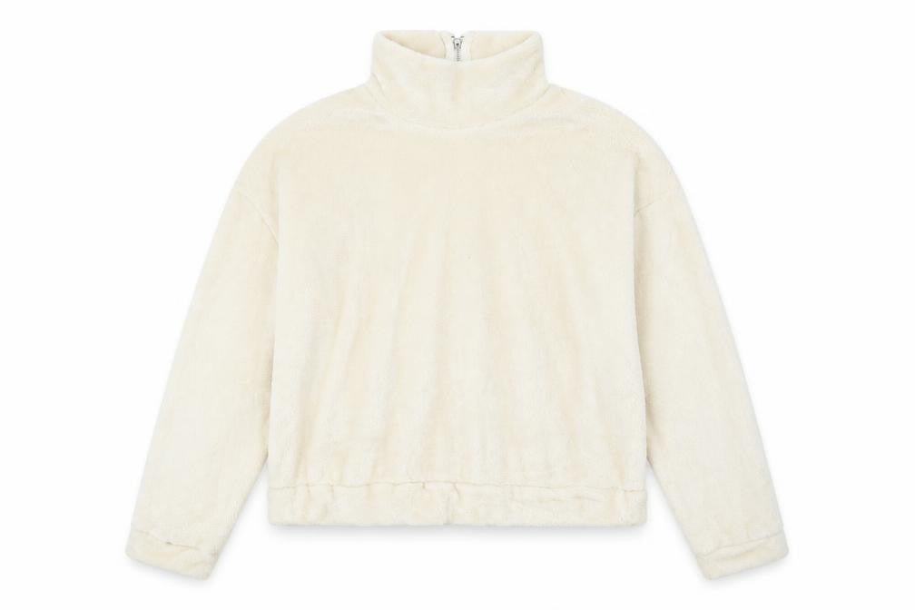 Front view of SHEIN women’s ivory pullover sweatshirt, size M