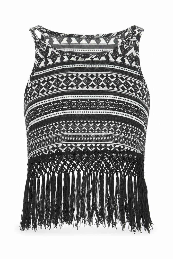 Front view of Urmoda women’s black geometric basic t-shirt, size M