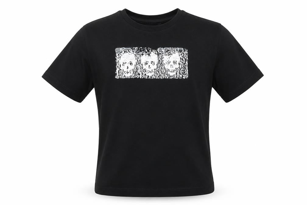 Front view of Next boys’ black basic t-shirt, size 5, years