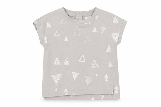 Front view of Next Baby Grey Geometric Jersey Basic T-Shirt, size 0-3, Months