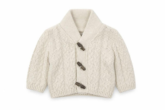 Front view of Next girls’ beige knit cardigan jumper one size