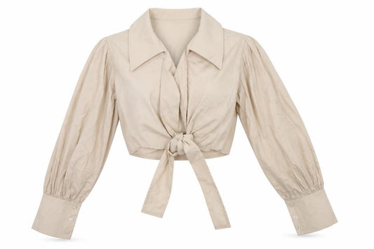 Front view of I SAW IT FIRST women’s beige basic blouse, size UK 6