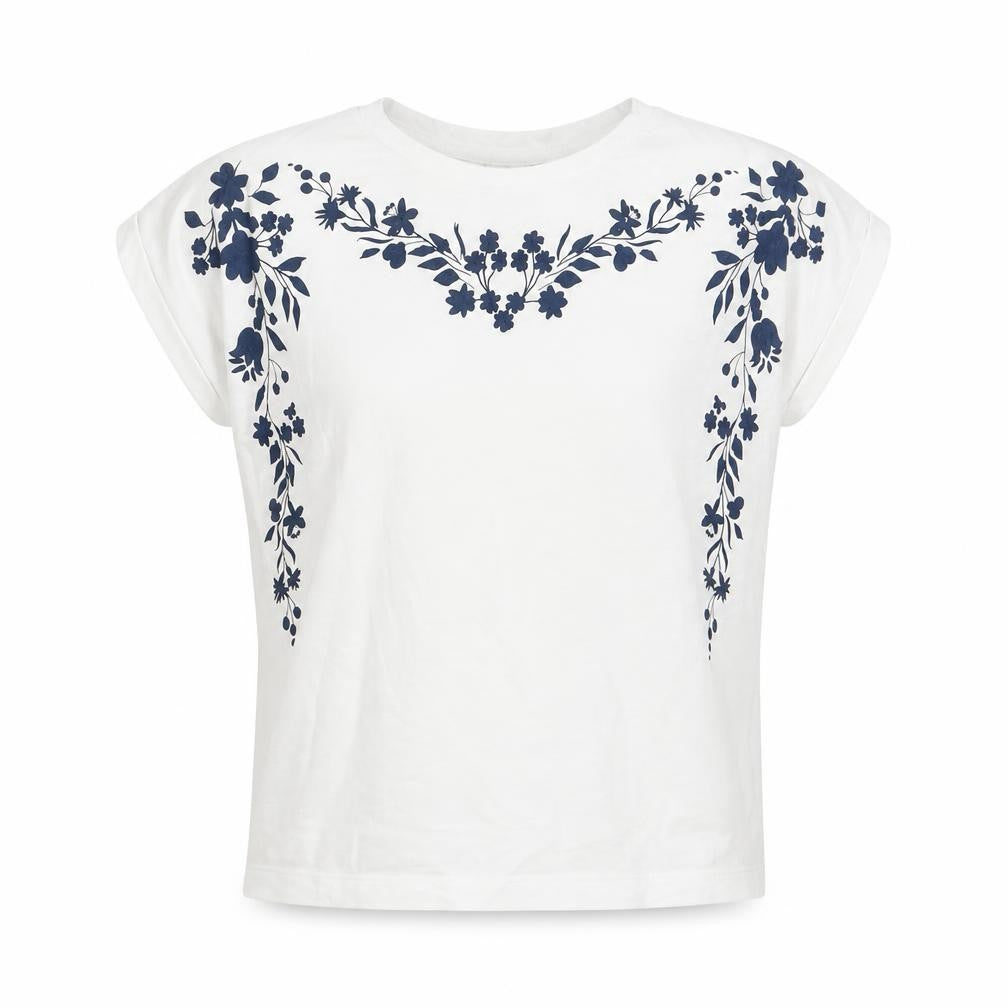 Front view of Urban Outfitters girls’ white fair isle basic t-shirt, size 10, years