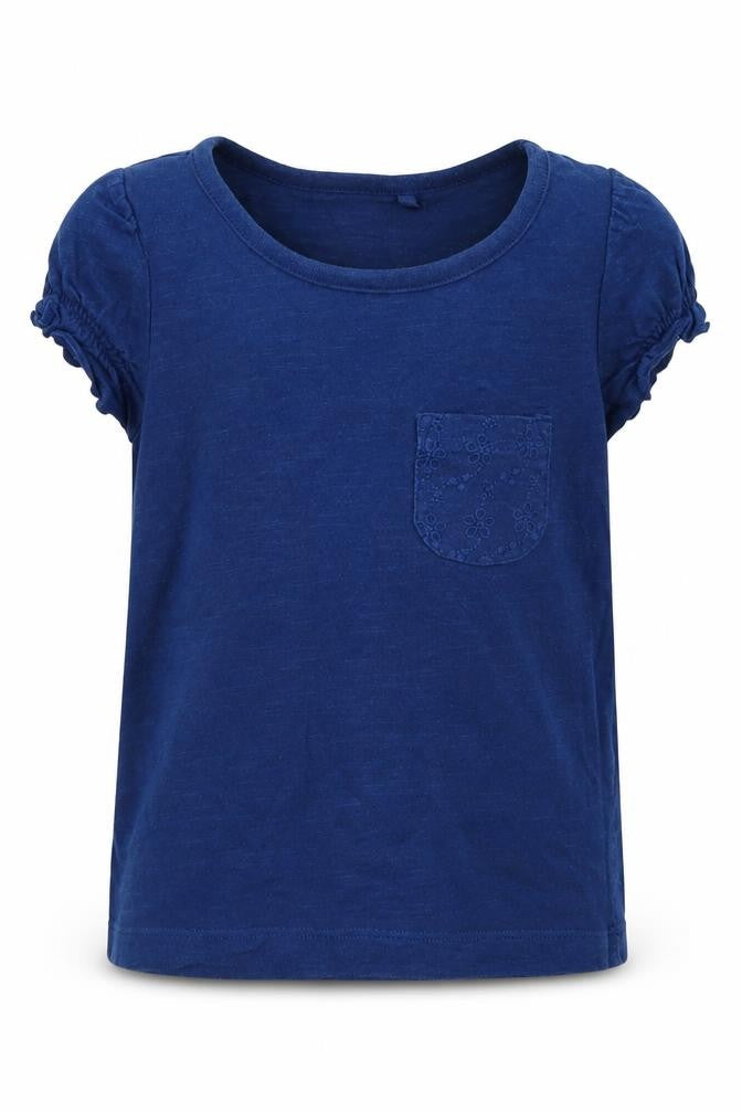 Front view of George girls’ blue basic t-shirt, size 2-3, years