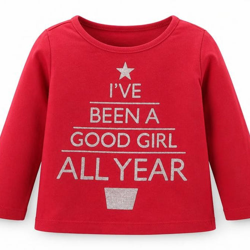 e-vie angel Girls Red   Basic T-Shirt Size 12-18 Months  - Christmas Tshirt