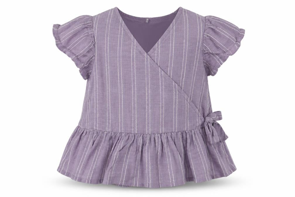 Front view of George girls’ purple basic dress shirt, size 3, years