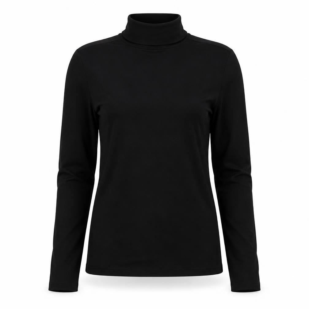 Front view of Boohoo women’s black basic blouse, size UK 6