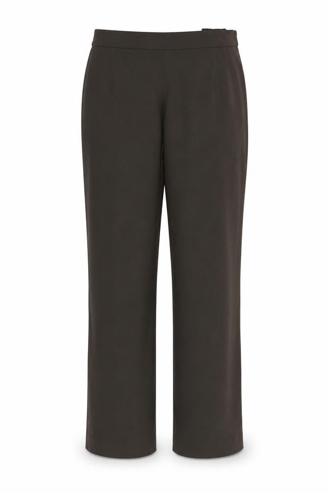 Front view of Sarah Hamilton women’s brown trousers, size UK 16, 24-inch leg