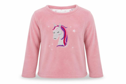 Front view of Just Like You women’s pink animal print jumper, size UK 12, - unicorn