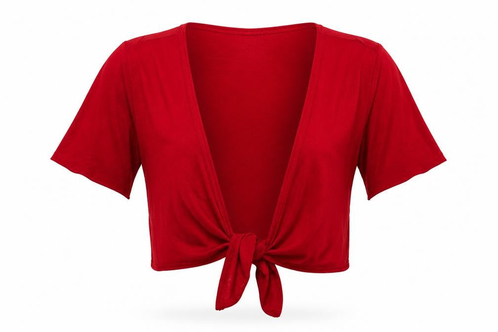 Front view of Missguided women’s red basic blouse, size UK 14