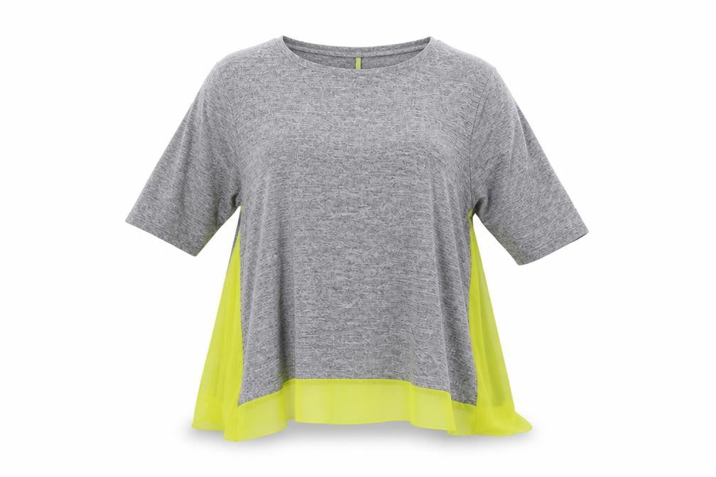 Front view of MITZY women’s grey basic t-shirt, size M