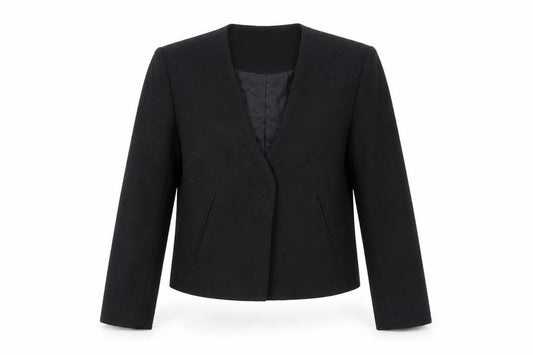 Front view of ASOS women’s black jacket, size UK 8