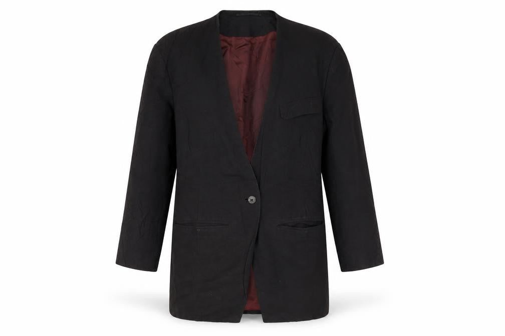 Front view of in-wear women’s black jacket blazer, size S