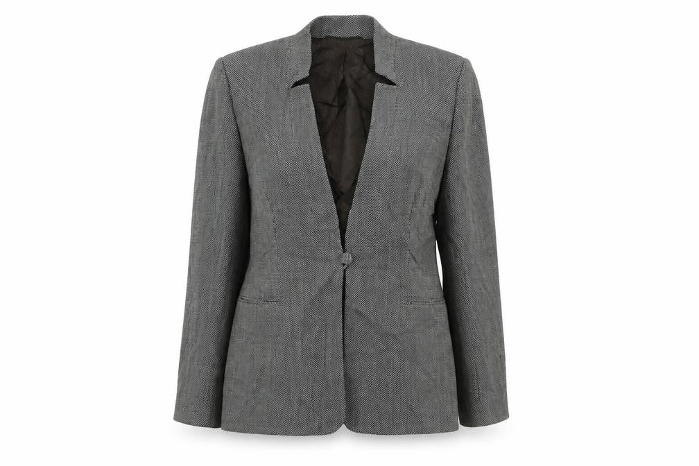 Front view of Country Casuals women’s grey jacket suit jacket, size UK 14
