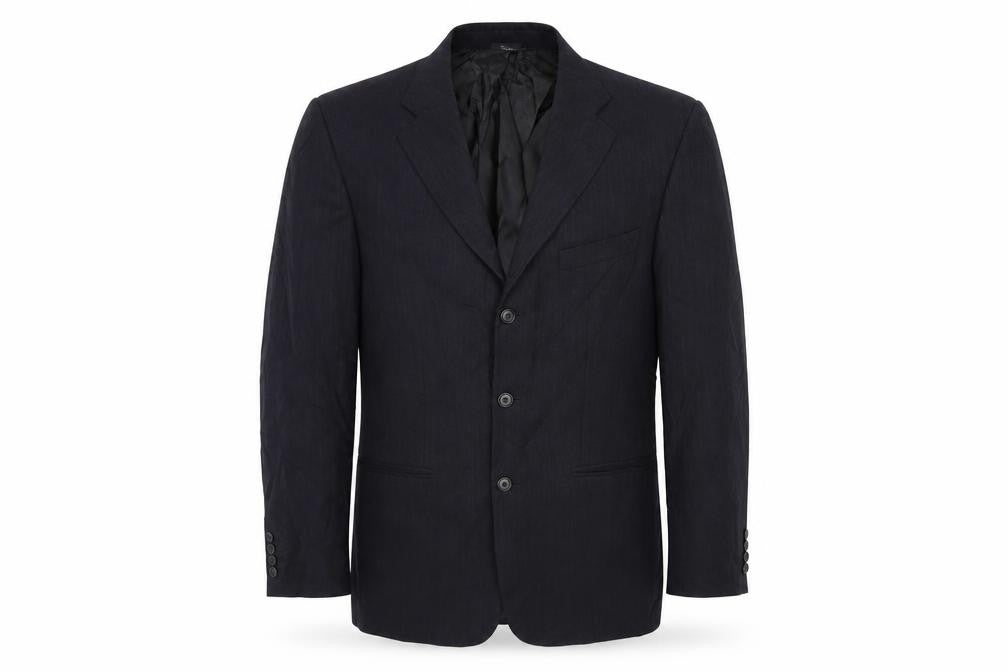 Front view of Patrick Bernard men’s blue jacket suit jacket, size 40