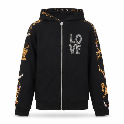 Blue Zoo Boys Black Geometric  Full Zip Sweatshirt Size 9-10 Years