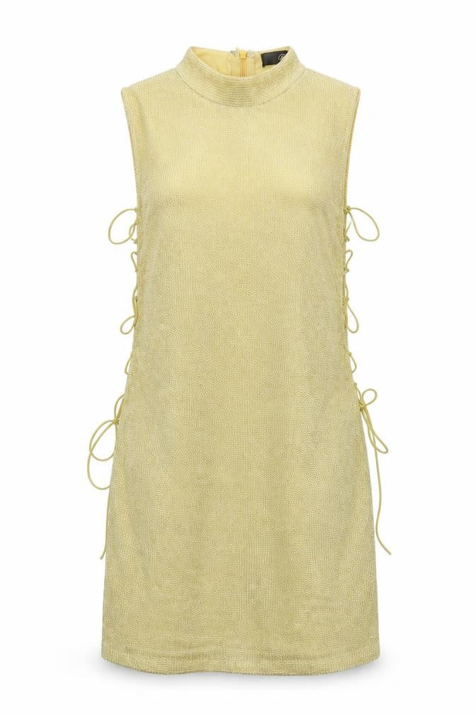 Front view of Missguided women’s gold a-line, size UK 10