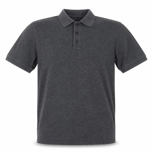 Front view of TG men’s grey polo, size M