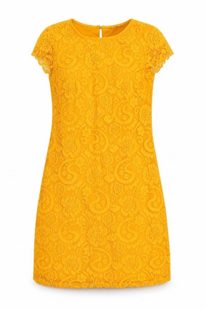 Front view of Dorothy Perkins women’s orange a-line, size UK 6
