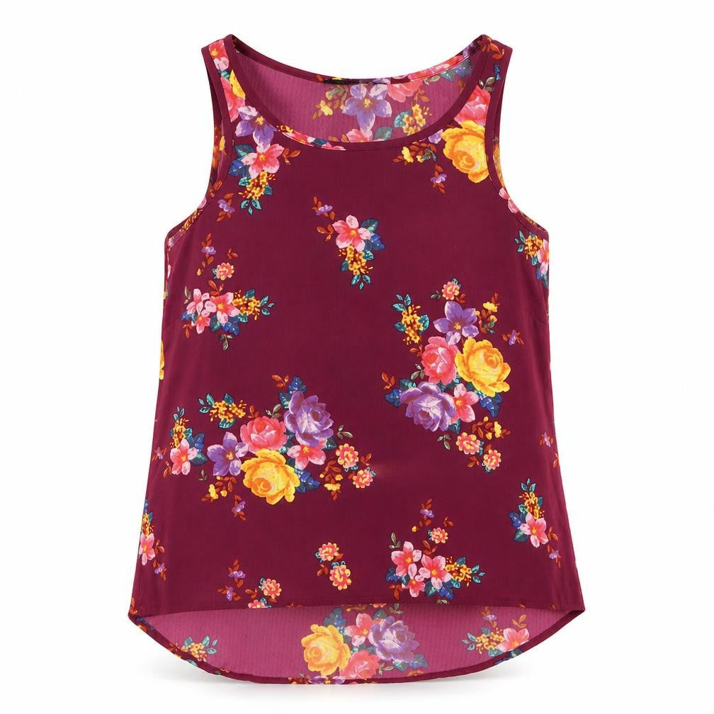 Front view of Primark women’s purple floral basic blouse, size UK 8