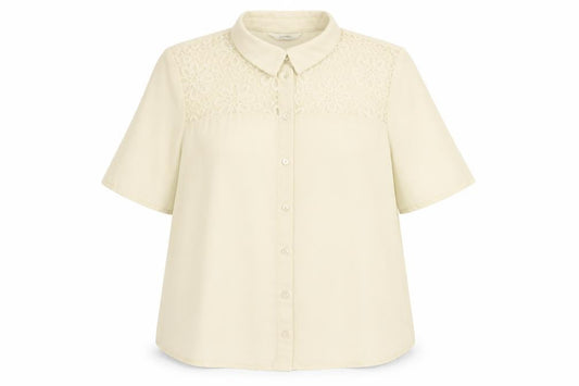 Front view of Asda George women’s ivory geometric basic button-up, size UK 18