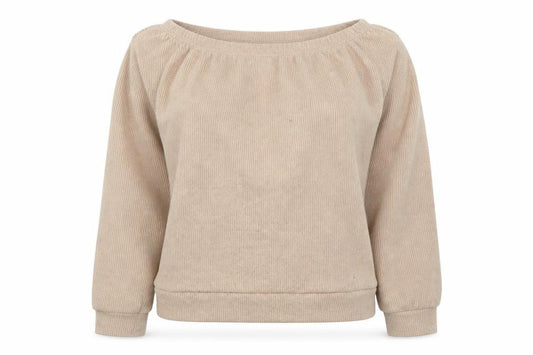 Front view of I SAW IT FIRST women’s beige knit jumper, size UK 10