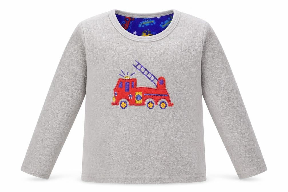 Front view of Rebel girls’ grey solid fleece top pyjama top, size 3-4, years