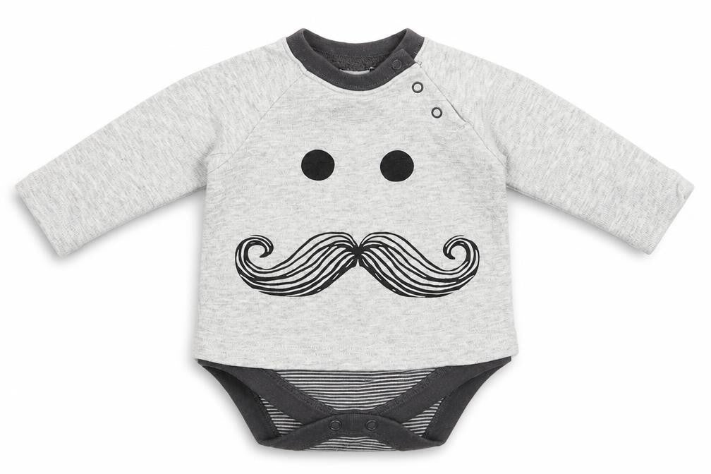 Front view of Next Baby Grey Babygrow One-Piece, size 0-3, Months