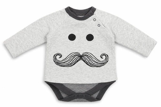 Front view of Next Baby Grey Babygrow One-Piece, size 0-3, Months