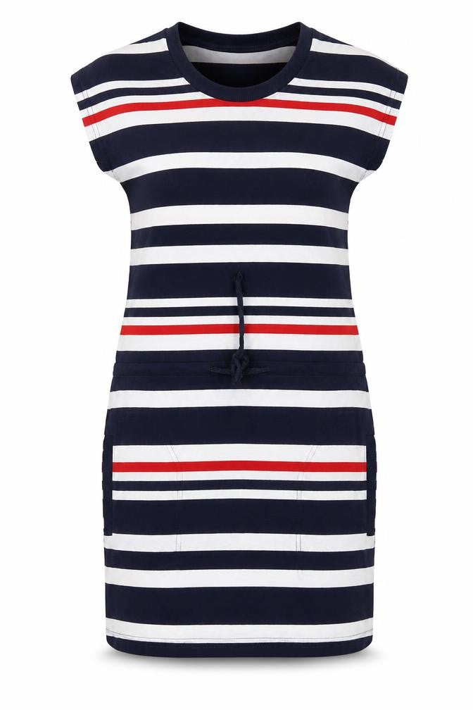 Fancy Qube Womens Blue Striped  T-Shirt Dress  Size L
