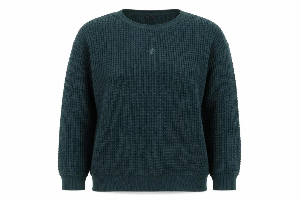 Front view of Topshop women’s green knit jumper, size UK 12