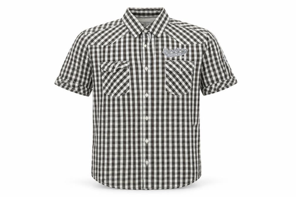 Front view of ESPRIT men’s green check button-up, size L