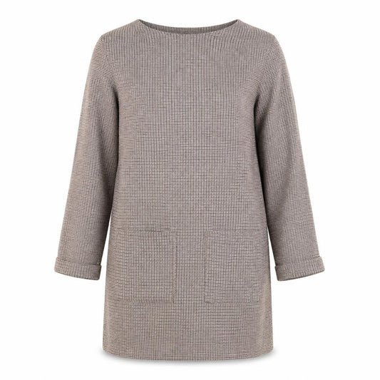 Front view of Primark women’s brown geometric shift, size UK 10
