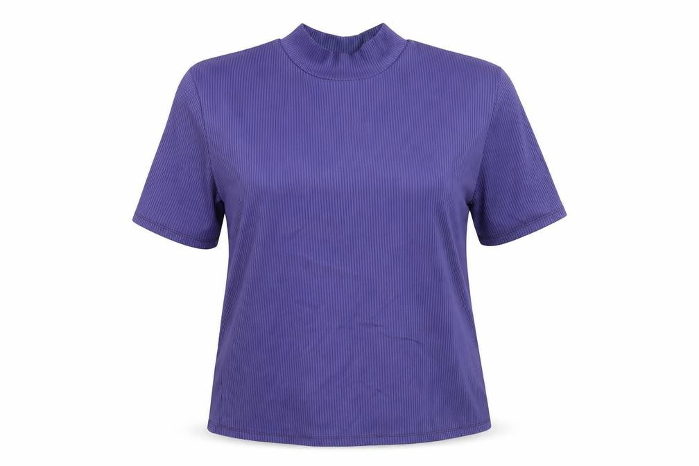 Front view of George women’s purple striped basic blouse, size UK 14