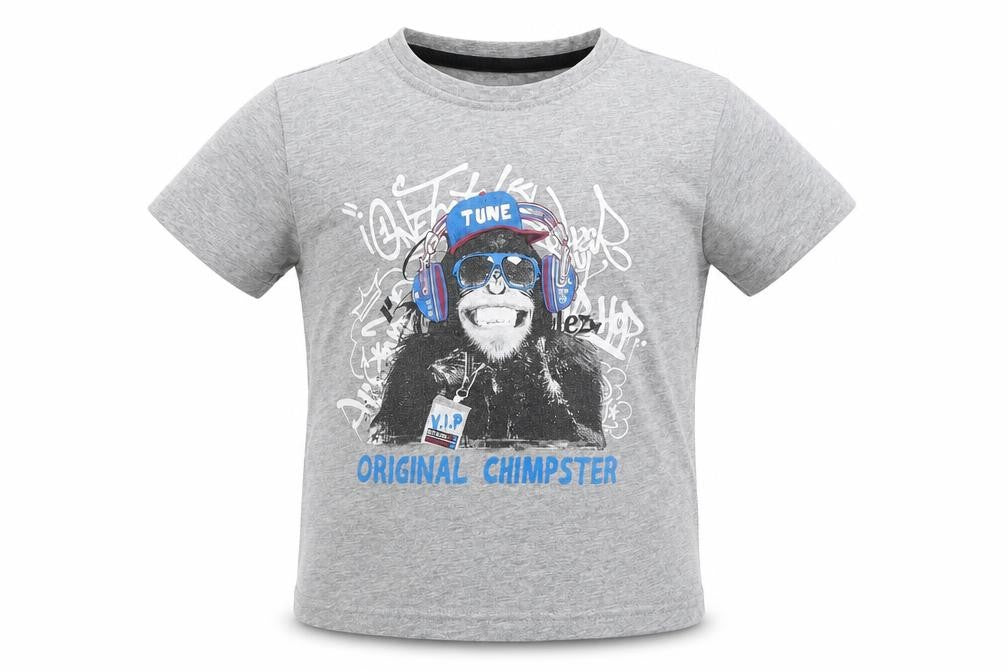 Front view of Primark boys’ grey basic t-shirt, size 4-5, years
