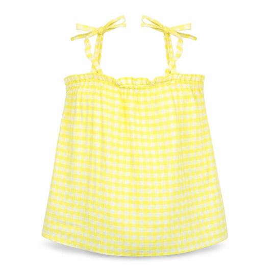 Front view of George women’s yellow check basic t-shirt, size UK 10