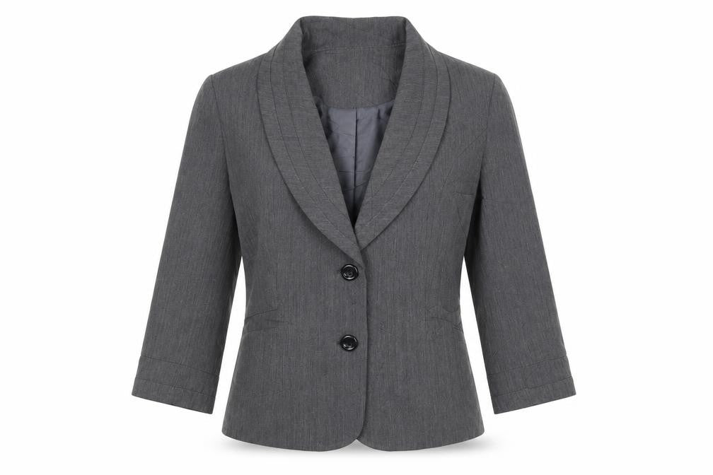 Front view of lara moda women’s grey jacket blazer, size UK 10