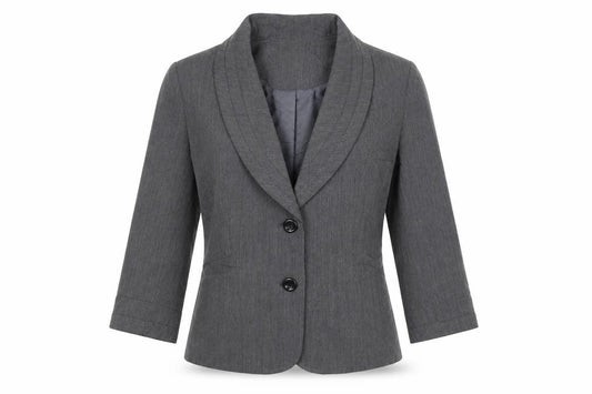 Front view of lara moda women’s grey jacket blazer, size UK 10