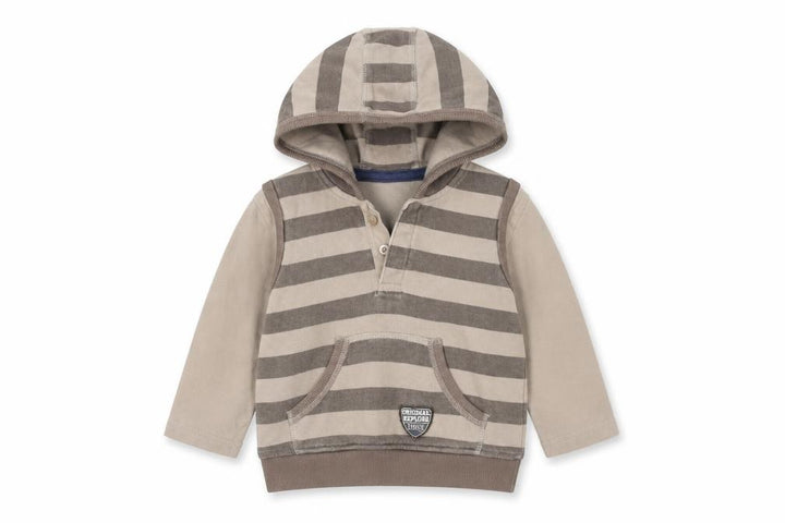 Matalan Boys Brown Striped Pullover Hoodie Size 2-3 Years