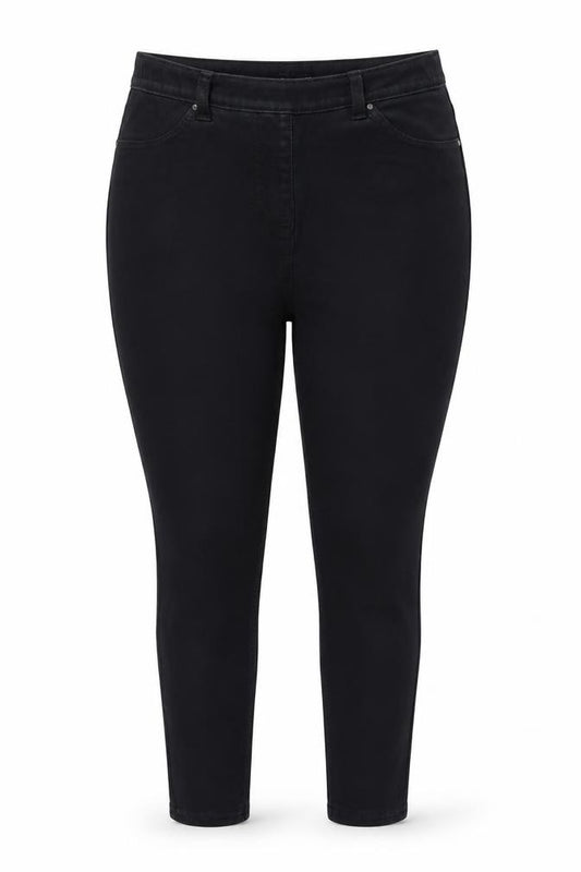 Front view of Next women’s black skinny jeans, size UK 12, 24-inch leg