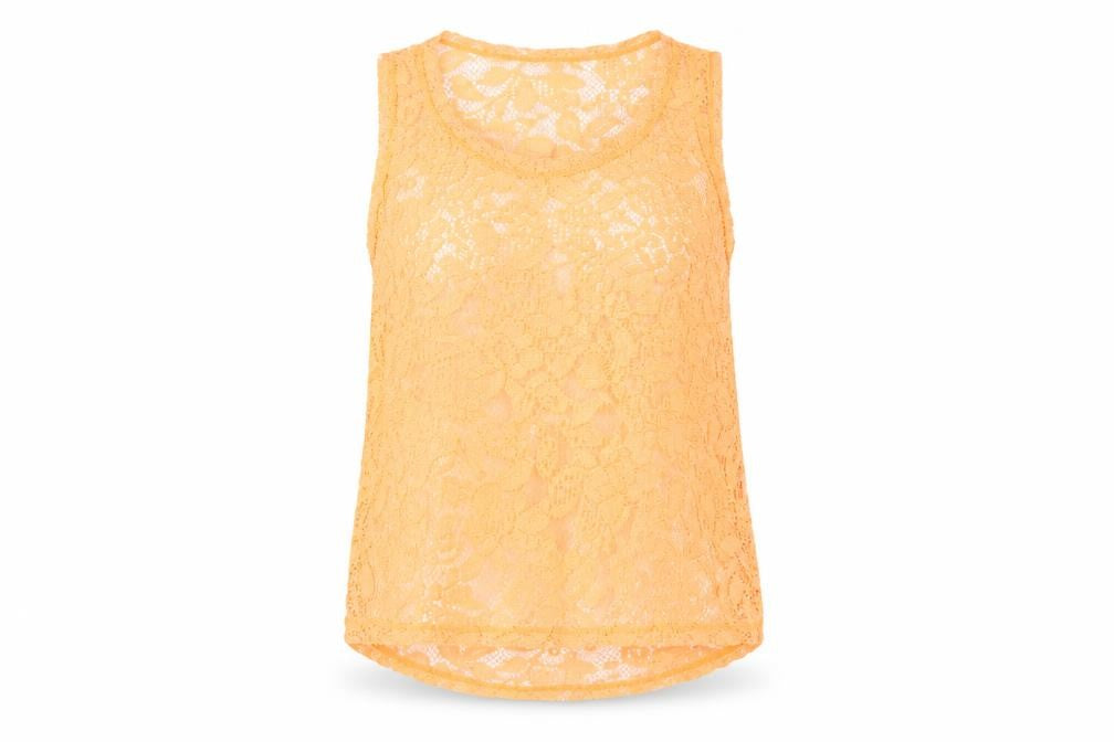 Front view of Primark women’s orange basic t-shirt, size UK 12