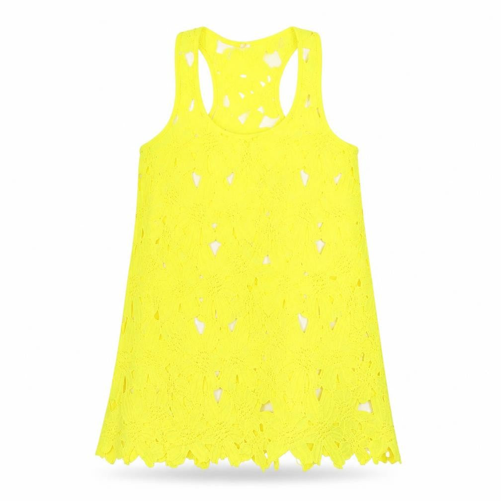 Front view of ocean club women’s yellow a-line, size UK 10