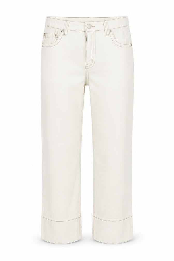 Front view of miami women’s beige straight jeans, size UK 12, 21-inch leg