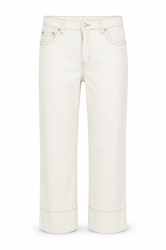 Front view of miami women’s beige straight jeans, size UK 12, 21-inch leg