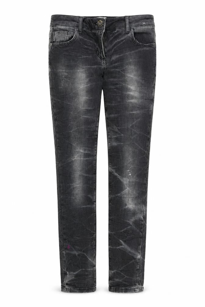 Front view of river joland women’s black straight jeans, size UK 12, 30-inch leg