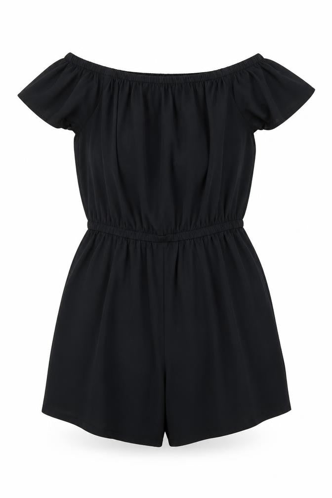 Front view of New Look girls’ black romper one-piece, size 9, years