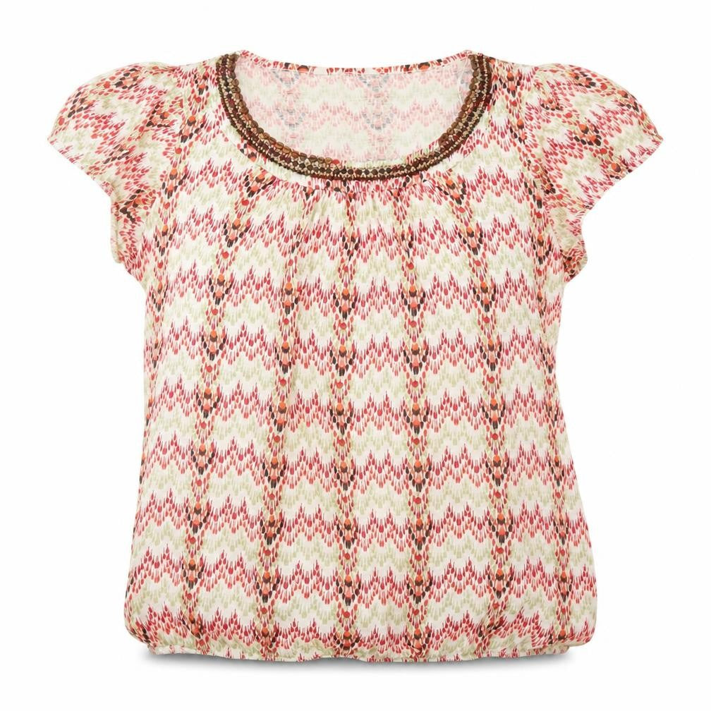 Front view of BHS women’s red basic blouse, size UK 14