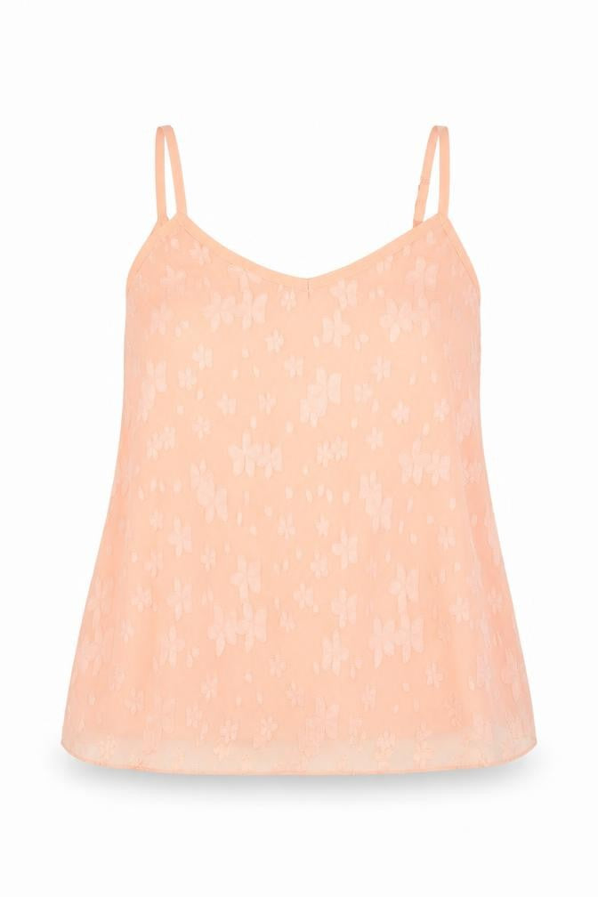 Front view of Oeuvre women’s pink floral camisole blouse, size UK 10