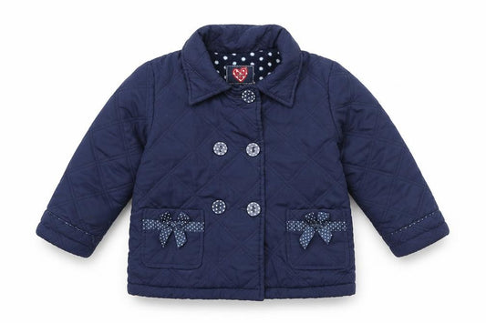 Front view of St Bernard Baby Blue Quilted Coat, size 18-24, Months