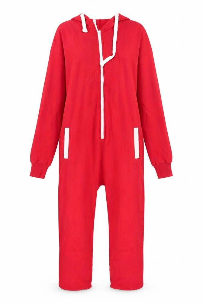 Front view of Fury Collection women’s red solid rayon cami one piece, size M